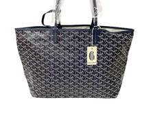 Load image into Gallery viewer, 新品未使用 GOYARD ゴヤール SAINTLOUIS PM VERT サンルイPM トートバッグ ゴヤールディンキャンバス ネイビー カーフスキン 中古 65854