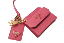 Load image into Gallery viewer, 新品同様 PRADA プラダ カードケース バッグチャーム 1TL344 トライアングルロゴ サフィアーノレザー ピンク ゴールド金具 中古 65866