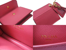 Load image into Gallery viewer, 新品同様 PRADA プラダ カードケース バッグチャーム 1TL344 トライアングルロゴ サフィアーノレザー ピンク ゴールド金具 中古 65866