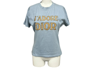 極美品 Christian Dior クリスチャンディオール 半袖Ｔシャツ J'ADORE ジャドール サイズ42 フェルト刺繍 3P16155020 中古 65894