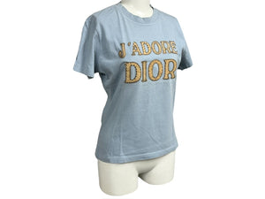 極美品 Christian Dior クリスチャンディオール 半袖Ｔシャツ J'ADORE ジャドール サイズ42 フェルト刺繍 3P16155020 中古 65894