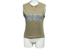 Load image into Gallery viewer, Christian Dior クリスチャンディオール タンクトップ 3P16155302 サイズ38 デニムロゴ プリント カーキ コットン 美品 中古 65902