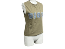 Load image into Gallery viewer, Christian Dior クリスチャンディオール タンクトップ 3P16155302 サイズ38 デニムロゴ プリント カーキ コットン 美品 中古 65902