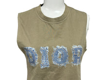 Load image into Gallery viewer, Christian Dior クリスチャンディオール タンクトップ 3P16155302 サイズ38 デニムロゴ プリント カーキ コットン 美品 中古 65902