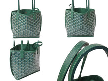 画像をギャラリービューアに読み込む, 極美品 GOYARD ゴヤール ハンドバッグ アンジュ ミニポーチ付き リバーシブル グリーン ヘリンボーン柄 PVC レザー 中古 65905