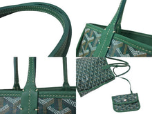 画像をギャラリービューアに読み込む, 極美品 GOYARD ゴヤール ハンドバッグ アンジュ ミニポーチ付き リバーシブル グリーン ヘリンボーン柄 PVC レザー 中古 65905