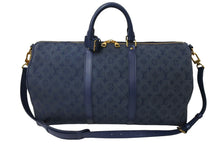 Load image into Gallery viewer, LOUIS VUITTON ルイヴィトン キーポル バンドリエール50 ボストンバッグ ネイビー モノグラムデニム レザー M44645 美品 中古 65907