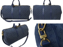 Load image into Gallery viewer, LOUIS VUITTON ルイヴィトン キーポル バンドリエール50 ボストンバッグ ネイビー モノグラムデニム レザー M44645 美品 中古 65907