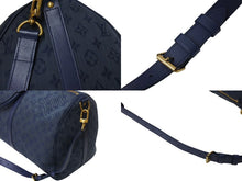 Load image into Gallery viewer, LOUIS VUITTON ルイヴィトン キーポル バンドリエール50 ボストンバッグ ネイビー モノグラムデニム レザー M44645 美品 中古 65907