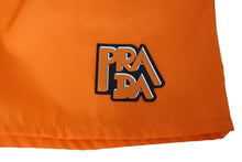 画像をギャラリービューアに読み込む, PRADA プラダ ロゴ ラバー スイムウェア オレンジ ナイロン 水着 ショーツ ショートパンツ 2018年 22H757 サイズ38 美品 中古 65912