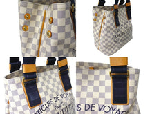 Load image into Gallery viewer, Louis Vuitton ルイヴィトン プランソレイユ カバPM トートバッグ N41179 ダミエアズール ホワイト ネイビー 美品 中古 65930