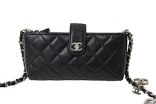 画像をギャラリービューアに読み込む, 極美品 CHANEL シャネル チェーンショルダー ポーチ ココマーク 19番台 ブラック ラムスキン シルバー金具 中古 65931