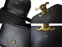 Load image into Gallery viewer, 極美品 CELINE セリーヌ トリオンフ ショルダーバッグ ミニ クロード シャイニーカーフスキン ブラック 中古 65945