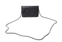 画像をギャラリービューアに読み込む, 極美品 CHANEL シャネル カンボンライン A46646 チェーンウォレット ショルダー 黒 黒 19番台 ブラック シルバー金具 中古 65949