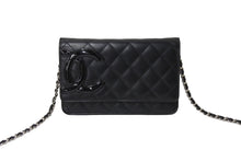 画像をギャラリービューアに読み込む, 極美品 CHANEL シャネル カンボンライン A46646 チェーンウォレット ショルダー 黒 黒 19番台 ブラック シルバー金具 中古 65949