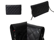 画像をギャラリービューアに読み込む, 極美品 CHANEL シャネル カンボンライン A46646 チェーンウォレット ショルダー 黒 黒 19番台 ブラック シルバー金具 中古 65949