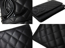 画像をギャラリービューアに読み込む, 極美品 CHANEL シャネル カンボンライン A46646 チェーンウォレット ショルダー 黒 黒 19番台 ブラック シルバー金具 中古 65949