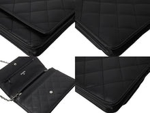 画像をギャラリービューアに読み込む, 極美品 CHANEL シャネル カンボンライン A46646 チェーンウォレット ショルダー 黒 黒 19番台 ブラック シルバー金具 中古 65949