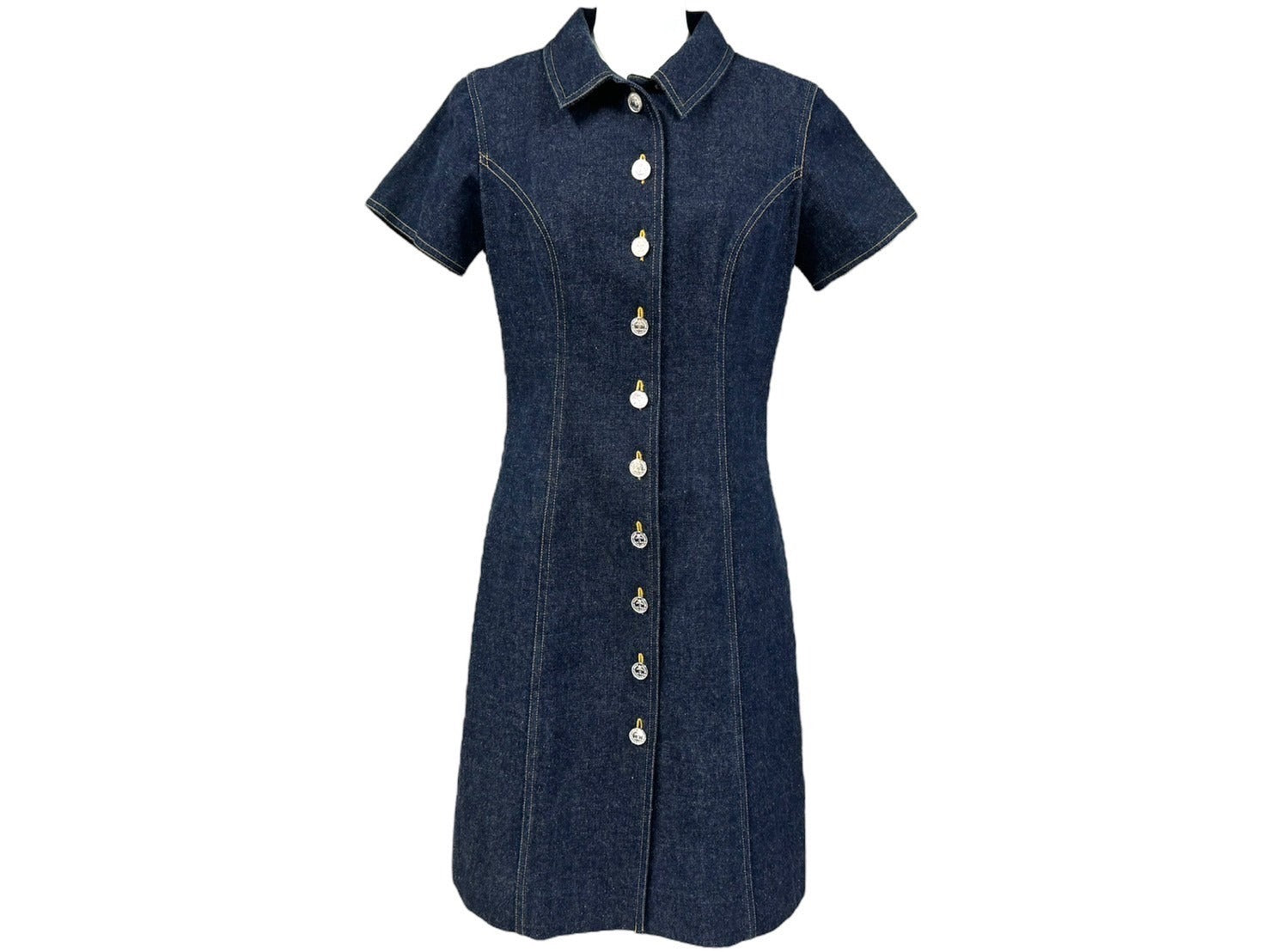 美品ヴィンテージCHANEL シルク黒 半袖 ひざ丈ワンピース ベルト付き CHANEL（シャネル） ヴィンテージ ダブルブレスト ギャザーワンピース