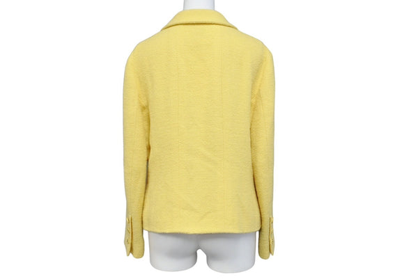 CHANEL Wool Jacket Yellow Coco Mark Coco Button BOUTIQUE Logo Outerwear Good Condition Used 65955