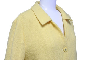 CHANEL Wool Jacket Yellow Coco Mark Coco Button BOUTIQUE Logo Outerwear Good Condition Used 65955
