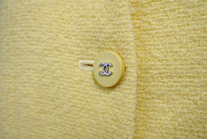 CHANEL Wool Jacket Yellow Coco Mark Coco Button BOUTIQUE Logo Outerwear Good Condition Used 65955