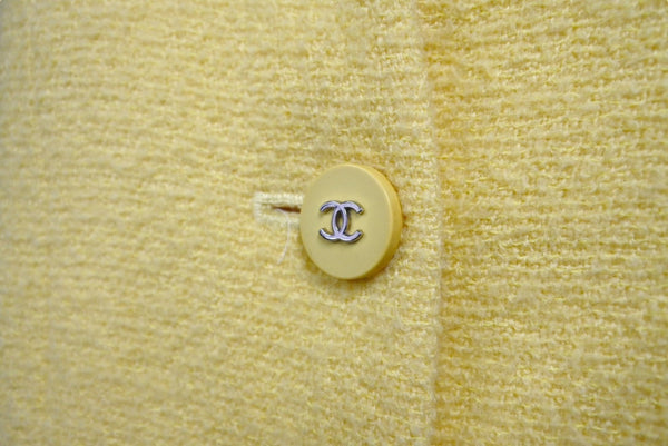 CHANEL Wool Jacket Yellow Coco Mark Coco Button BOUTIQUE Logo Outerwear Good Condition Used 65955