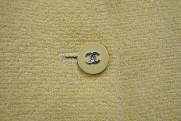 CHANEL Wool Jacket Yellow Coco Mark Coco Button BOUTIQUE Logo Outerwear Good Condition Used 65955