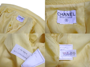 CHANEL Wool Jacket Yellow Coco Mark Coco Button BOUTIQUE Logo Outerwear Good Condition Used 65955