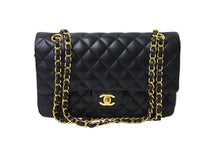 画像をギャラリービューアに読み込む, 極美品 CHANEL シャネル チェーンショルダーバッグ Wフラップ マトラッセ25 ラムスキン 30番台 ブラック ゴールド金具 中古 65963
