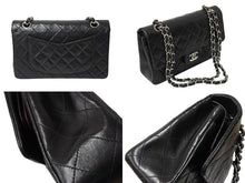 画像をギャラリービューアに読み込む, 極美品 CHANEL シャネル チェーンショルダーバッグ マトラッセ23 Wフラップラップ ラムスキン ブラックシルバー 5番台 中古 65965