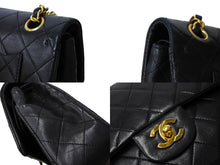 Load image into Gallery viewer, CHANEL シャネル マトラッセ ダブルフラップ25 ショルダーバッグ 1番台 ラムスキン ブラック ゴールド金具 美品 中古 65966