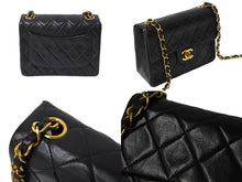 画像をギャラリービューアに読み込む, CHANEL シャネル ミニマトラッセ チェーンショルダーバッグ 3番台 1995年 ラムスキン ブラック ゴールド金具 美品 中古 66002