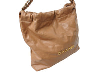 画像をギャラリービューアに読み込む, 新品同様 CHANEL22 シャネル ハンドバッグ チェーンショルダーバッグ カーフスキン AS3980 ベージュ ゴールド金具 中古 66009