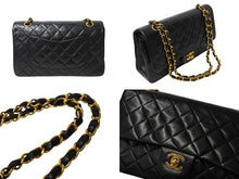 画像をギャラリービューアに読み込む, 極美品 CHANEL シャネル Wフラップ マトラッセ25 チェーンショルダーバッグ ラムスキン 3番台 ブラック ゴールド金具 中古 66031