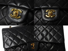 画像をギャラリービューアに読み込む, 極美品 CHANEL シャネル Wフラップ マトラッセ25 チェーンショルダーバッグ ラムスキン 3番台 ブラック ゴールド金具 中古 66031
