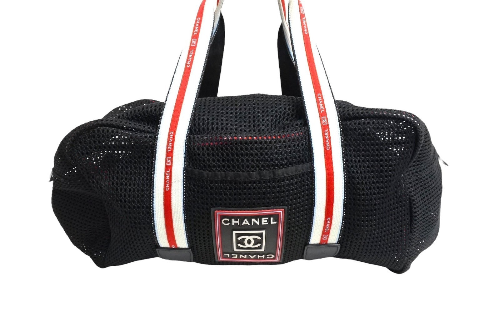 極美品 CHANEL シャネル スポーツライン メッシュ ハンドバッグ ボストンバッグ ココマーク 11番台 ブラック キャンバス レザー 中古  66036 – Casanova Vintage