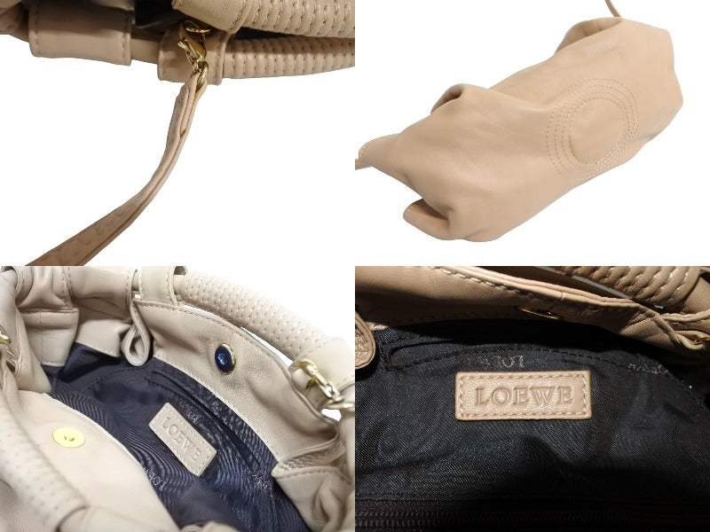 LOEWE ロエベ ナッパアイレ アナグラム 2WAY ショルダーバッグ ハンドバッグ 060802 天然皮革 ベージュ 美品 中古 66061 –  Casanova Vintage