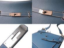 Load image into Gallery viewer, 新品同様 HERMES エルメス ジプシエール 28 トリヨンクレマンス ブルージーン シルバー金具 レザーショルダーバッグ □R刻 中古 66062