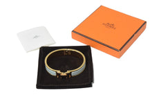 Load image into Gallery viewer, エルメス HERMES クリッククラックH バングル ライトブルー ブレスレット ゴールド金具 美品 中古 66089