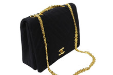 Load image into Gallery viewer, CHANEL シャネル チェーンショルダー バッグ ココマーク 0番台 ブラック A3656 マトラッセ コットン ゴールド金具 中古 66090
