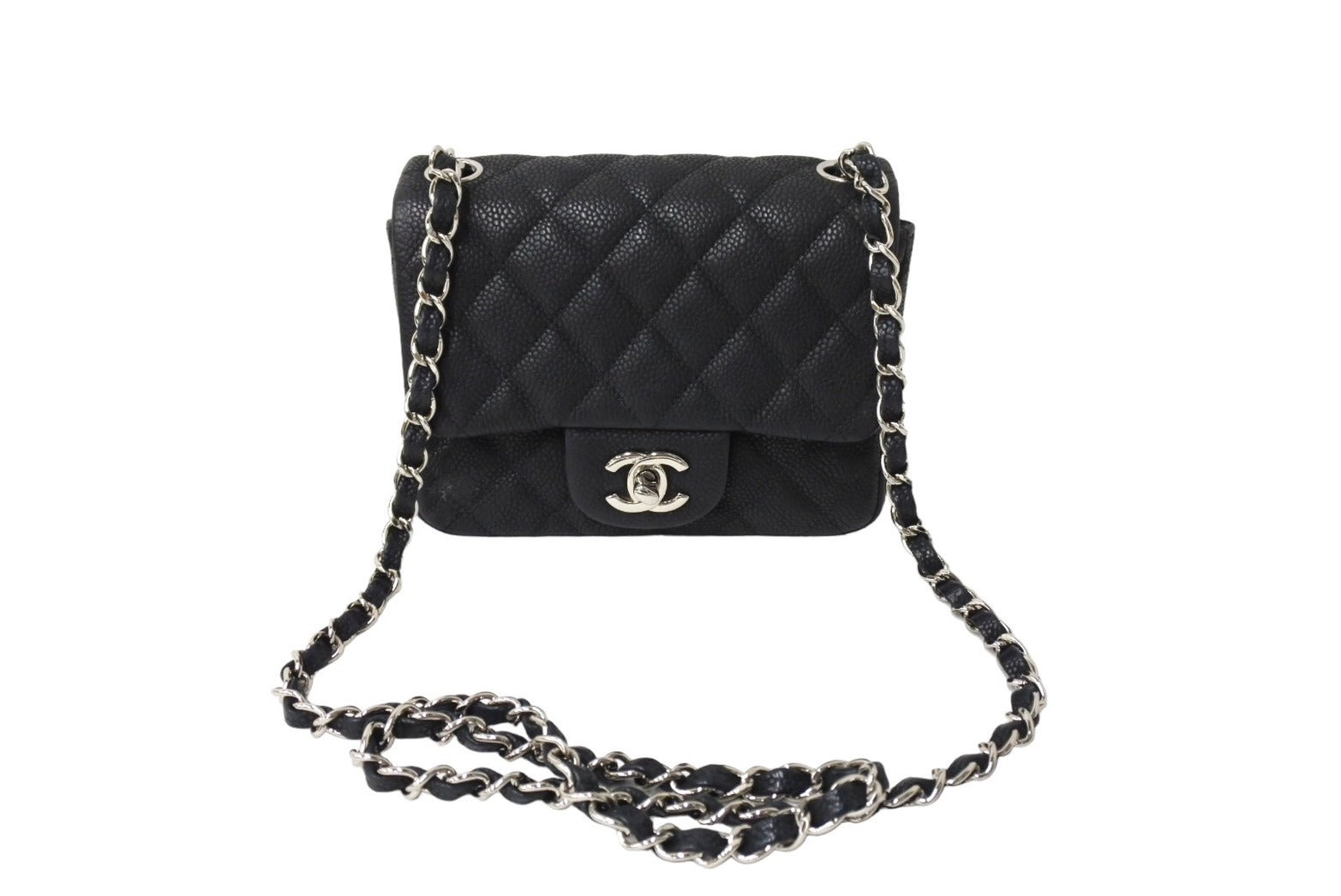 CHANEL シャネル ショルダーバッグ ミニマトラッセ ソフトキャビア チェーンショルダー 17番台 17cm シルバー金具 美品 中古 66099  – Casanova Vintage