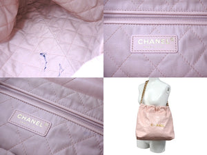 CHANEL22 シャネル ハンドバッグ チェーンショルダーバッグ カーフスキン AS3980 ピンク ゴールド金具 美品 中古 66101