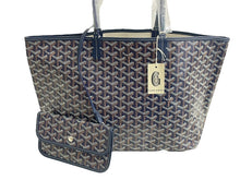 画像をギャラリービューアに読み込む, 新品未使用 GOYARD ゴヤール SAINTLOUIS PM VERT サンルイPM トートバッグ ゴヤールディンキャンバス ネイビー カーフスキン 中古 66116
