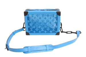 Very good condition LOUIS VUITTON Soft trunk shoulder bag M45074 Monogram mesh blue Black metal fittings Used 66148