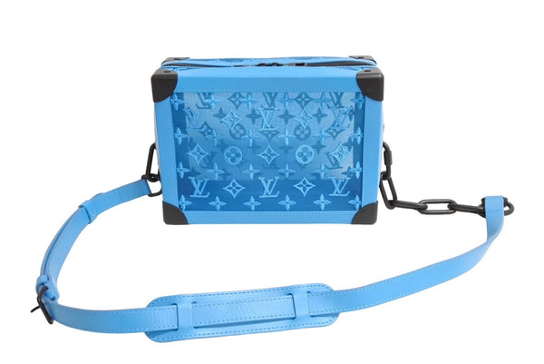 Very good condition LOUIS VUITTON Soft trunk shoulder bag M45074 Monogram mesh blue Black metal fittings Used 66148