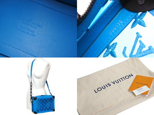 Very good condition LOUIS VUITTON Soft trunk shoulder bag M45074 Monogram mesh blue Black metal fittings Used 66148