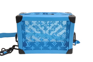 Very good condition LOUIS VUITTON Soft trunk shoulder bag M45074 Monogram mesh blue Black metal fittings Used 66148