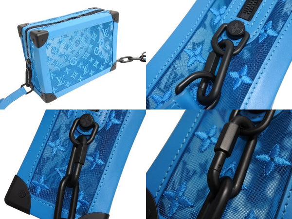 Very good condition LOUIS VUITTON Soft trunk shoulder bag M45074 Monogram mesh blue Black metal fittings Used 66148