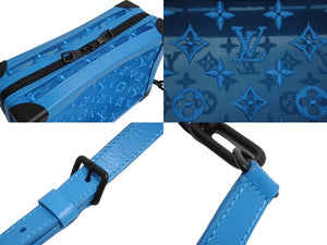 Very good condition LOUIS VUITTON Soft trunk shoulder bag M45074 Monogram mesh blue Black metal fittings Used 66148